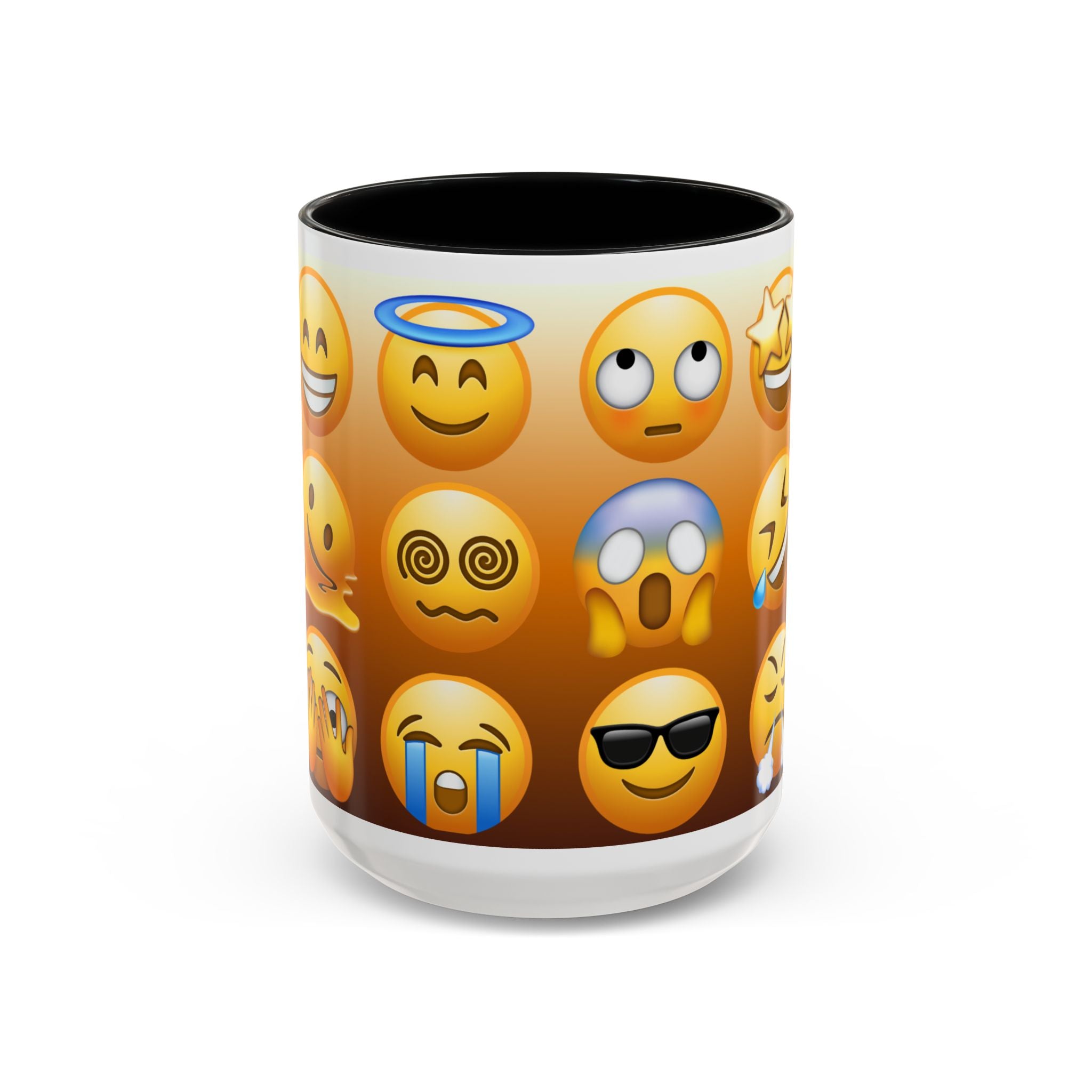 Emoji Pattern Coffee Mug — Fun Expressive Faces Accent Mug (11/15oz)