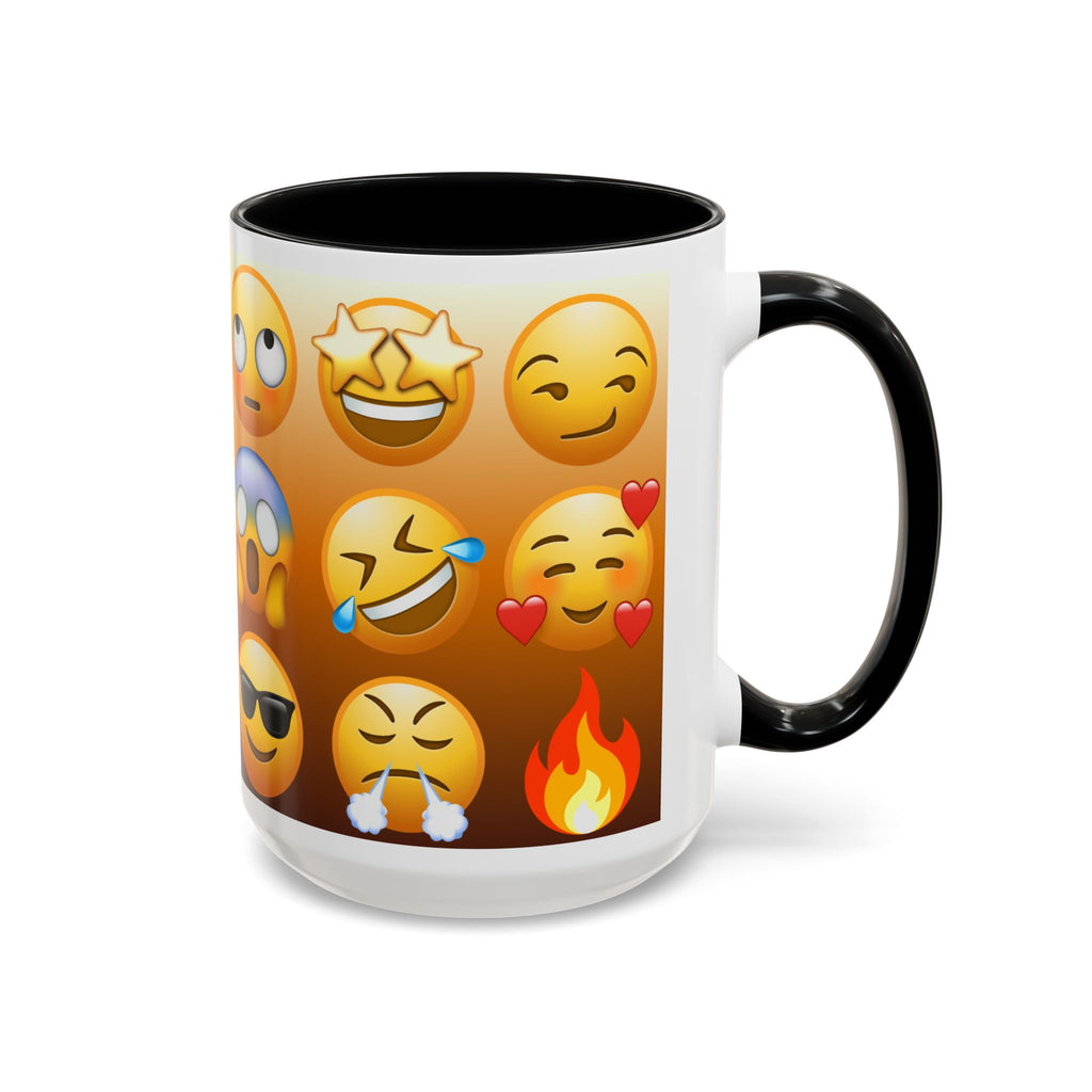 Emoji Pattern Coffee Mug — Fun Expressive Faces Accent Mug (11/15oz)