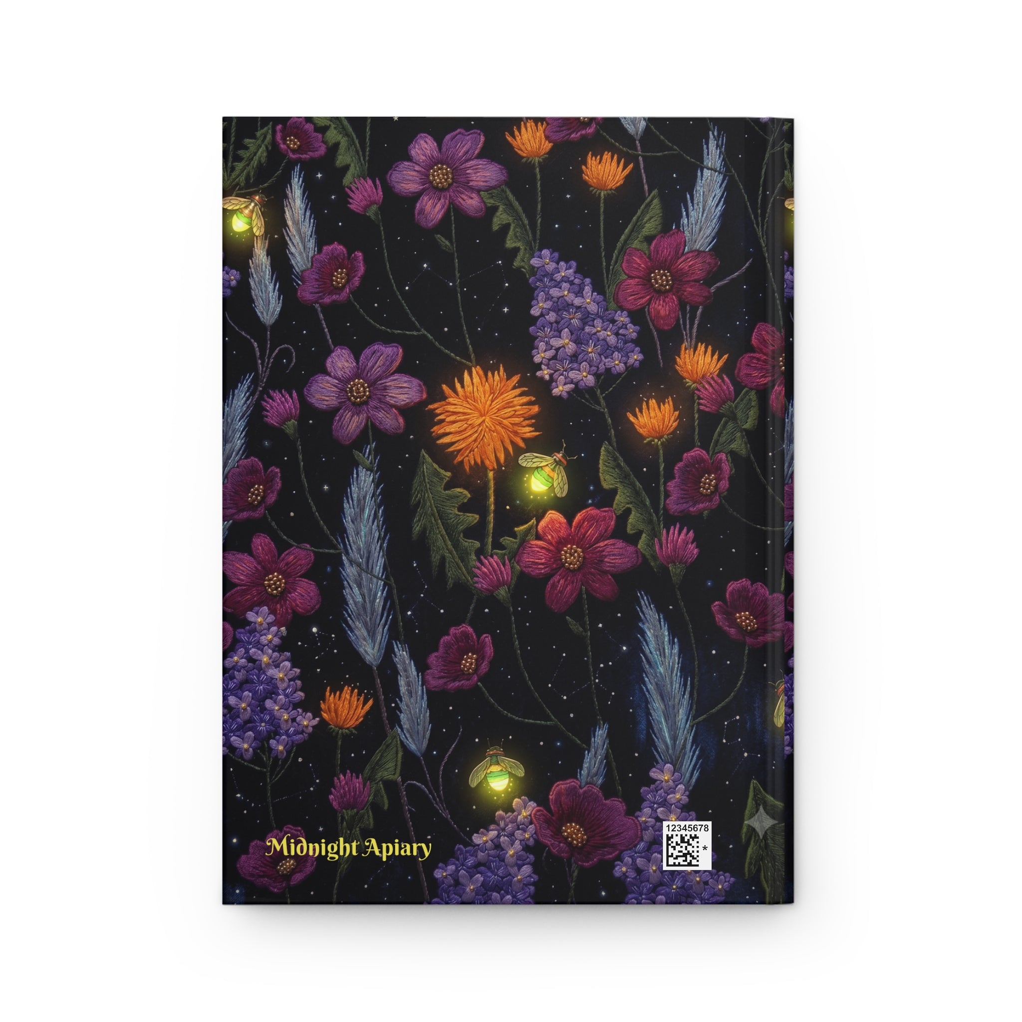 Floral Nightlight Hardcover Journal — Midnight Floral Firefly Notebook