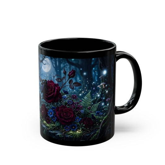 Enchanted Forest Rose Mug — Magical Night Garden Coffee Cup (11oz/15oz)