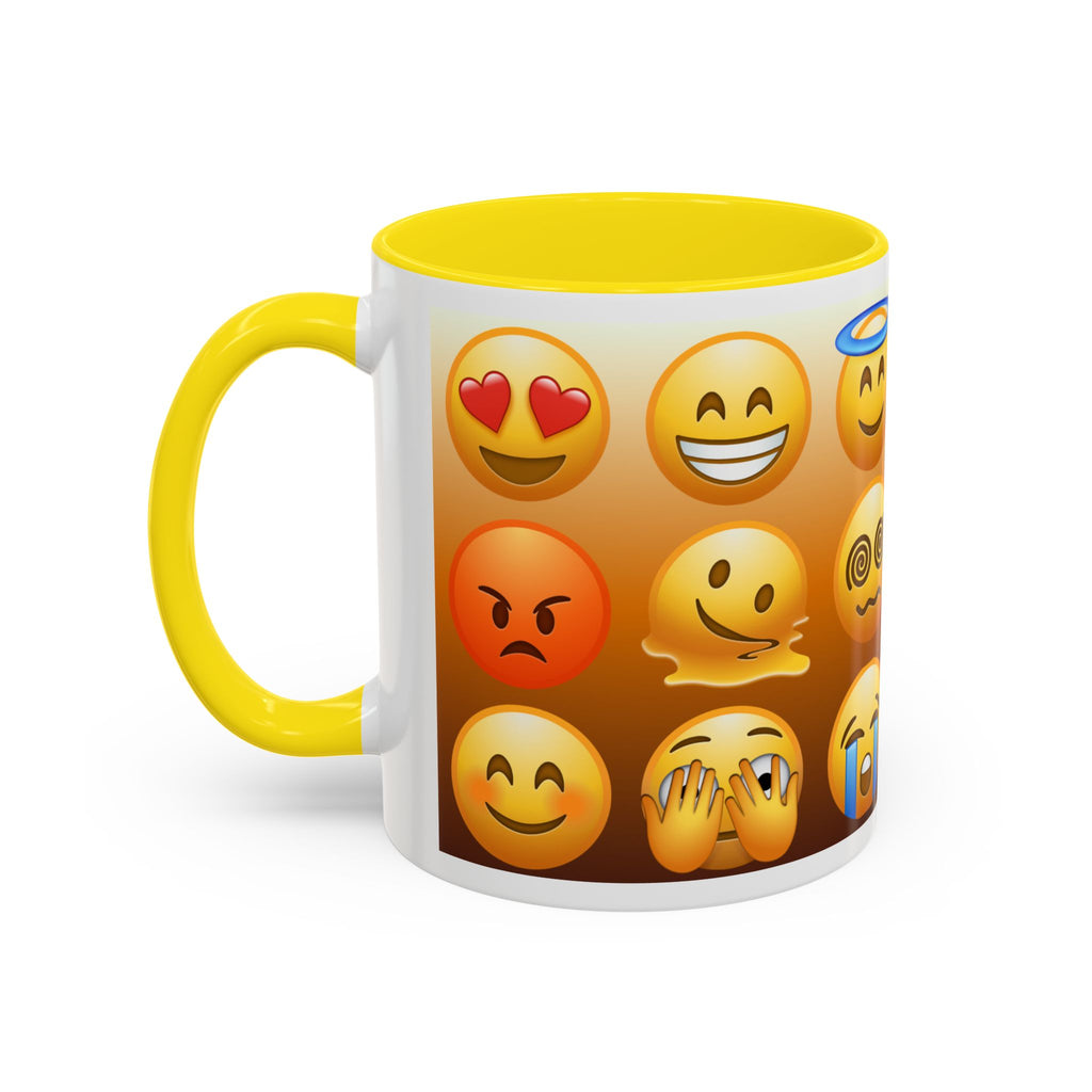 Emoji Pattern Coffee Mug — Fun Expressive Faces Accent Mug (11/15oz)