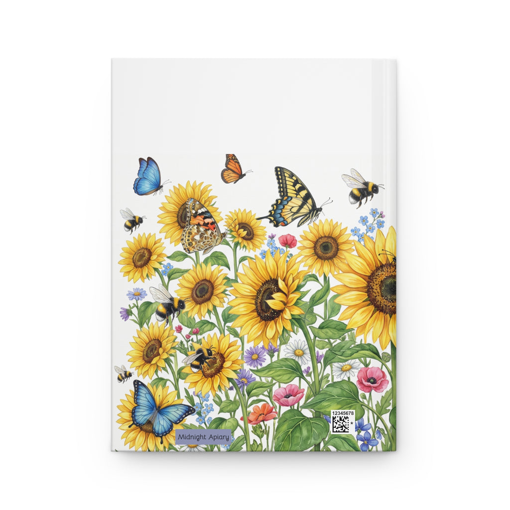 Sunflower & Butterflies Hardcover Journal — Floral Notebook for Nature Lovers