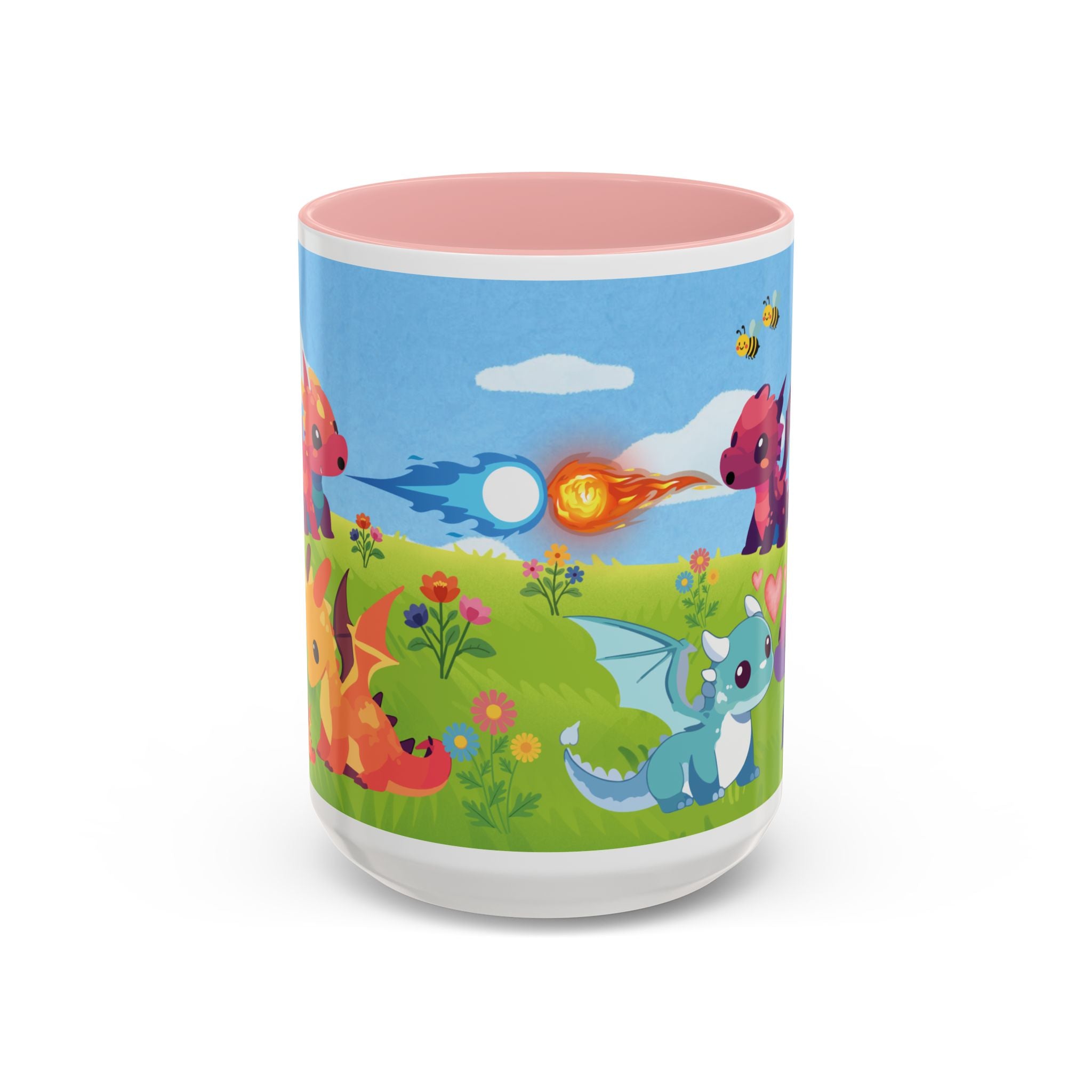 Cute Dragon Coffee Mug — Colorful Baby Dragons Design (15oz)