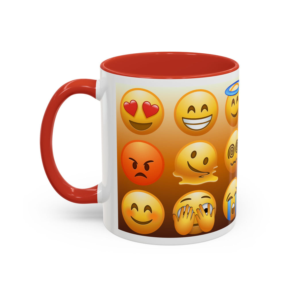 Emoji Pattern Coffee Mug — Fun Expressive Faces Accent Mug (11/15oz)