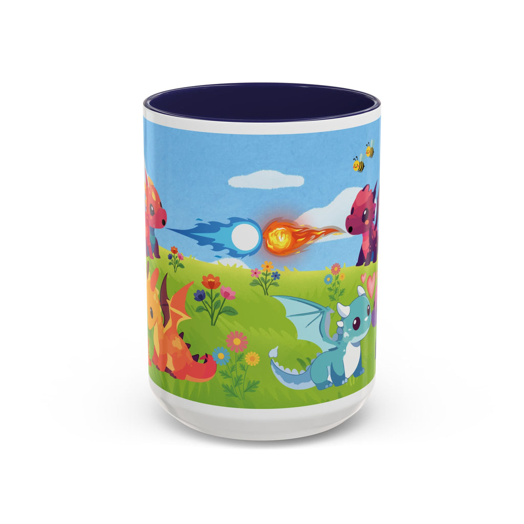 Cute Dragon Coffee Mug — Colorful Baby Dragons Design (15oz)