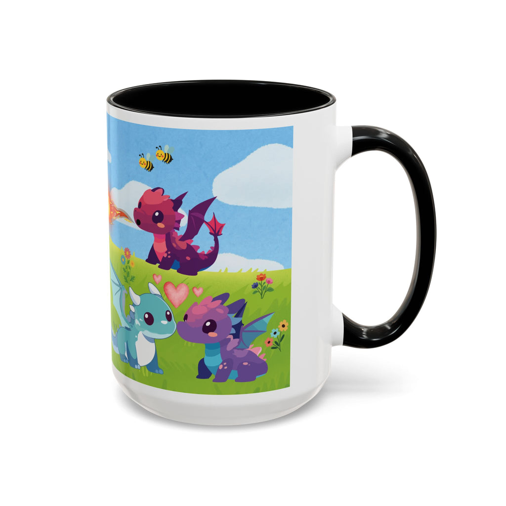 Cute Dragon Coffee Mug — Colorful Baby Dragons Design (15oz)