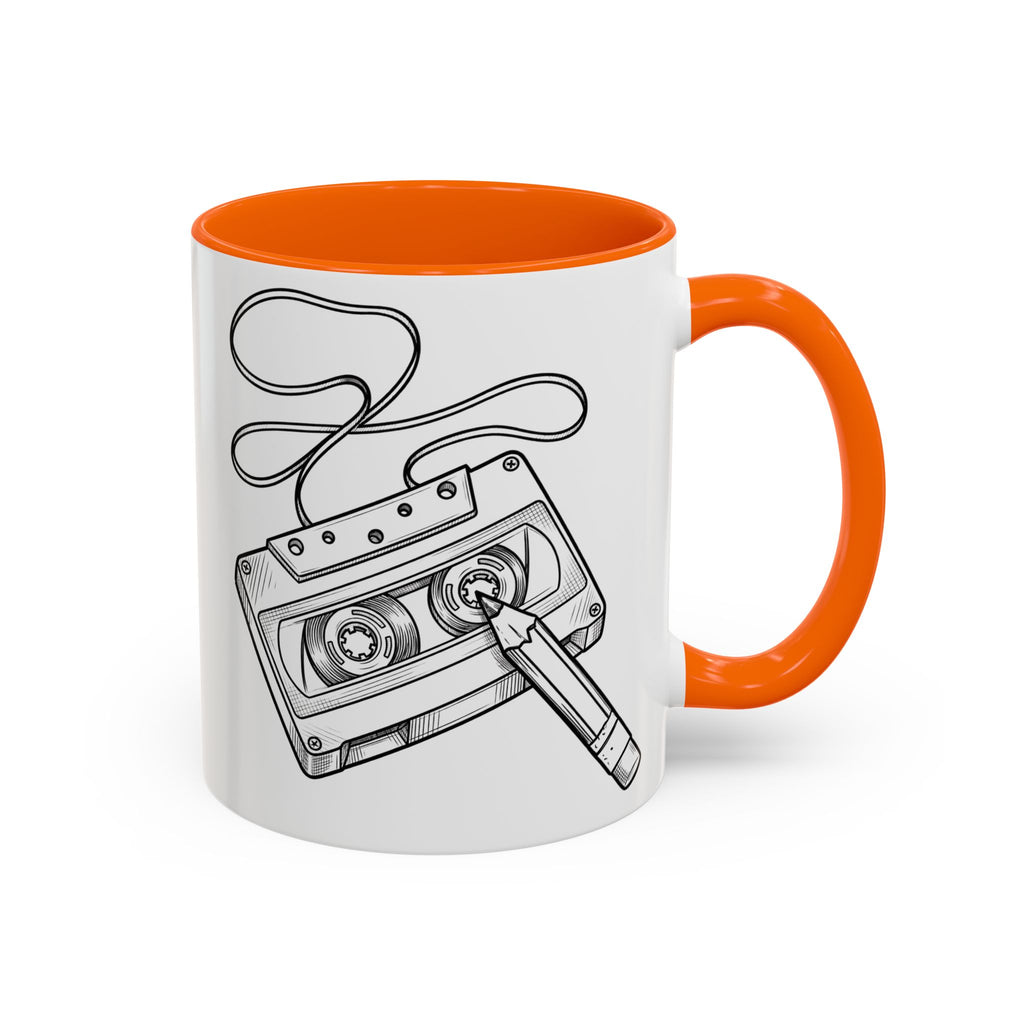 Retro Cassette Tape Coffee Mug (Accent Handle & Rim) — Vintage Music Lover Gift