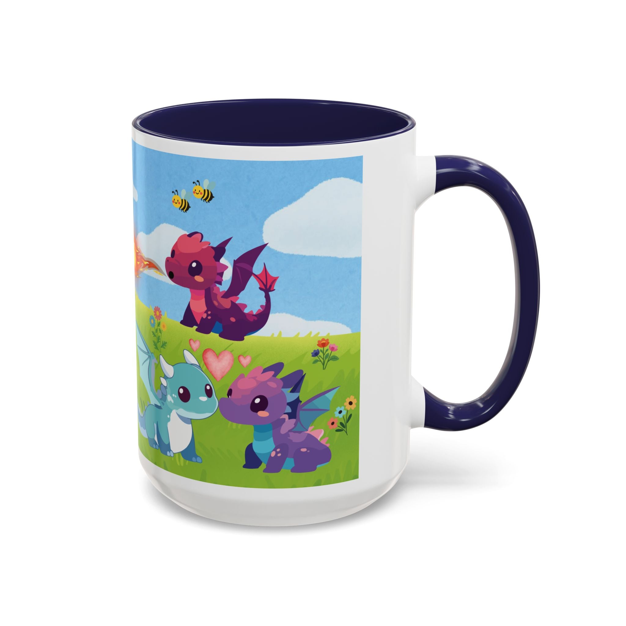 Cute Dragon Coffee Mug — Colorful Baby Dragons Design (15oz)