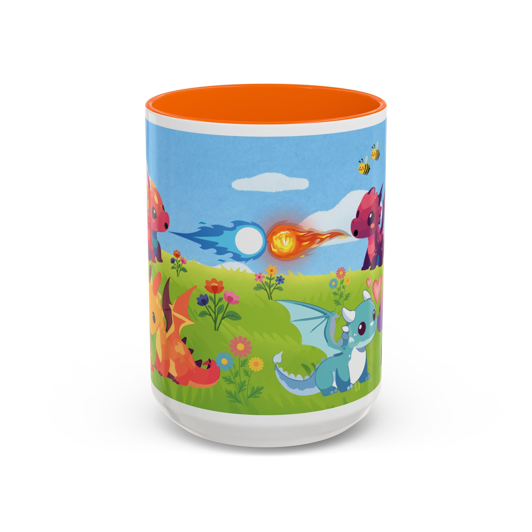 Cute Dragon Coffee Mug — Colorful Baby Dragons Design (15oz)