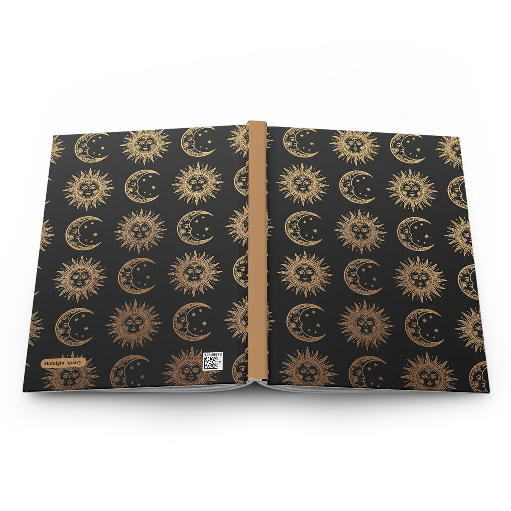 Celestial Sun & Moon Hardcover Journal — Gold Foil Astrology Notebook